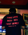 Fake Love Fast Money Oversized Black T-shirt